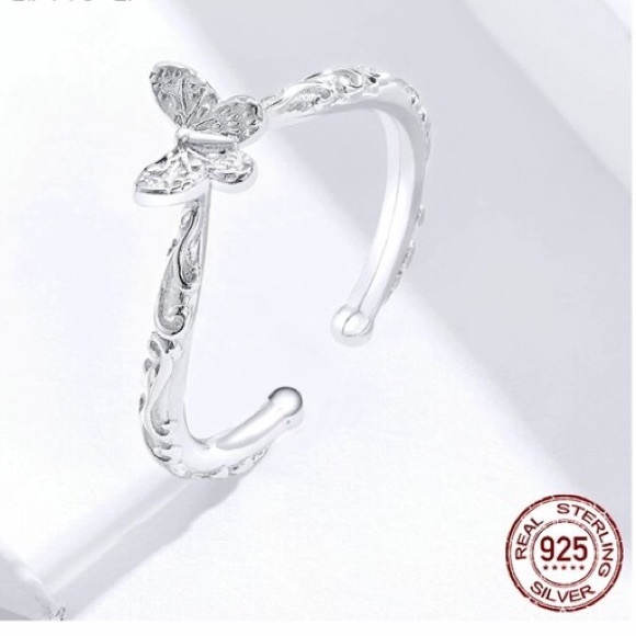 Butterfly Finger Rings for Women Adjustable 925 Sterling Silver Fashion - Picture 3 of 4